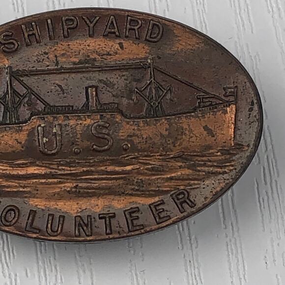 Antique 1919 WWI US Shipyard Volunteer Copper Alloy Button Whitehead & Hoag Co - Picture 4 of 8